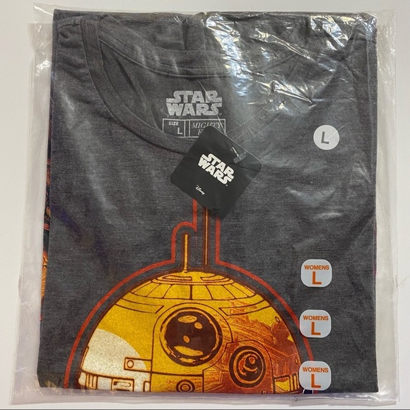 Star Wars BB8 Rey Jakku Graphic Grey T-Shirt Large Star Wars The Force Awakens - Picture 5 of 7